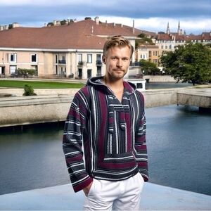 Mexican Baja Hoodie Rug Jumper Unisex Siesta Surf Hippy Hooded Sweater Poncho